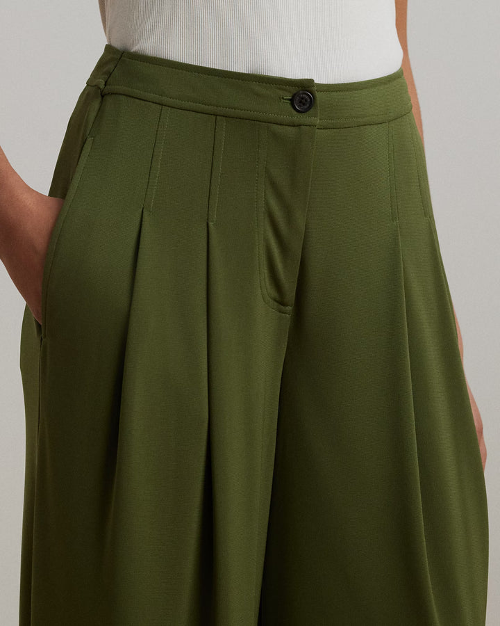 Ralph Lauren Pleated Stretch Jersey Wide-Leg Pant