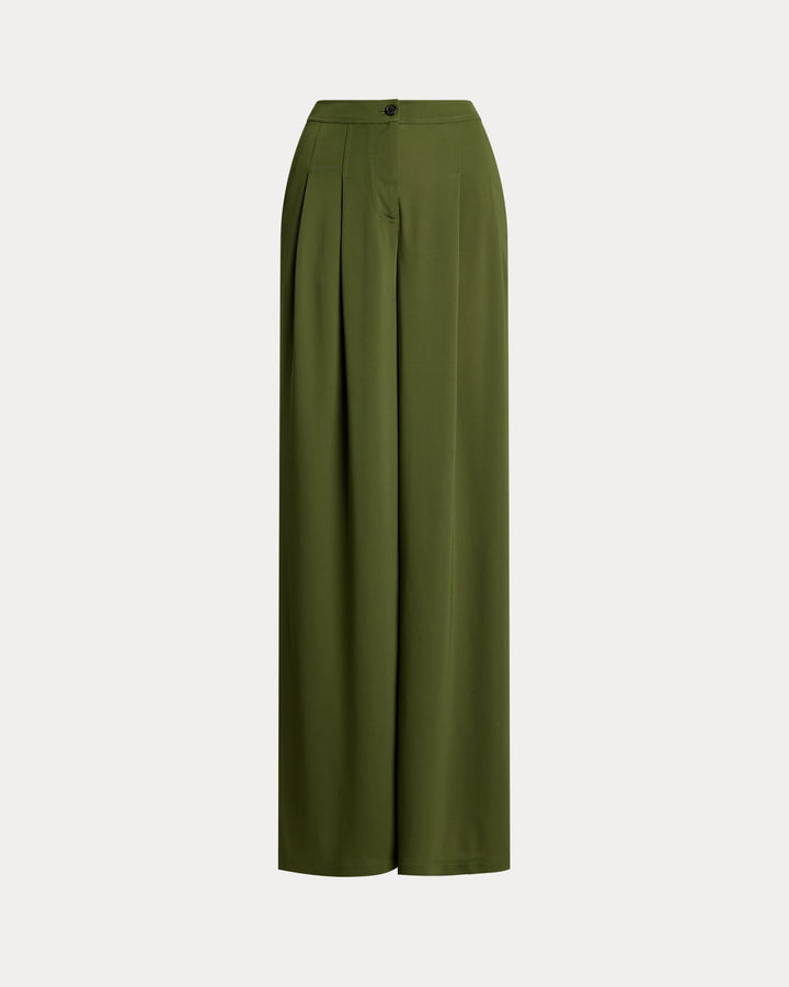 Ralph Lauren Pleated Stretch Jersey Wide-Leg Pant
