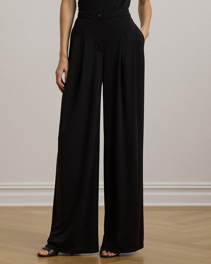 Ralph Lauren Pleated Stretch Jersey Wide-Leg Pant