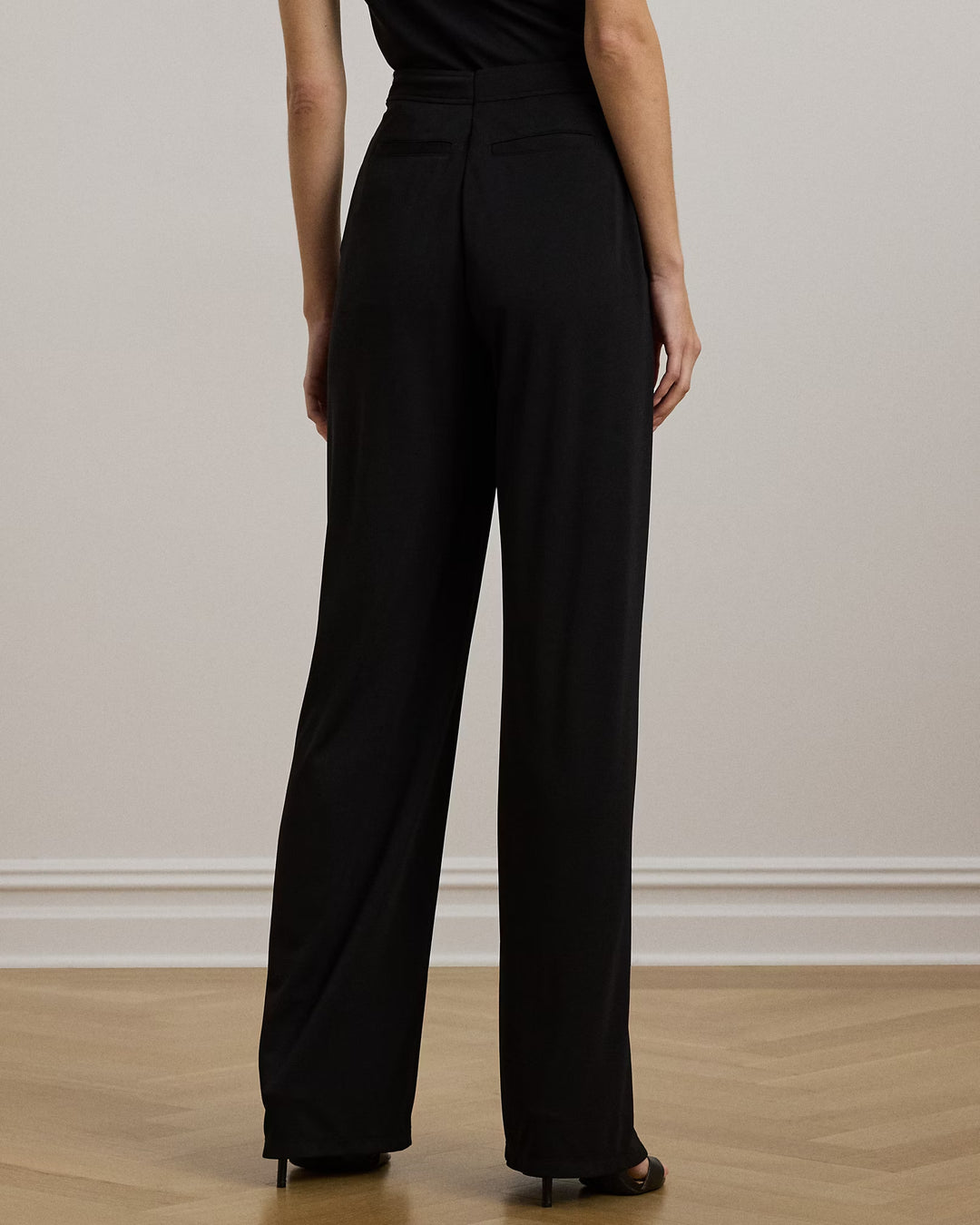 Ralph Lauren Pleated Stretch Jersey Wide-Leg Pant