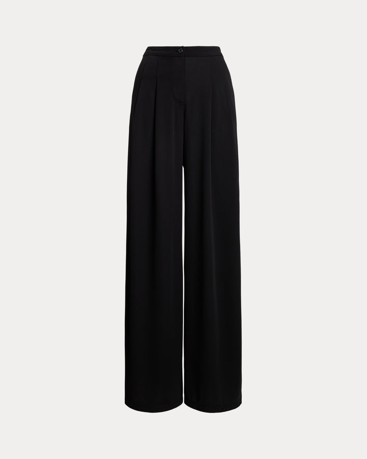 Ralph Lauren Pleated Stretch Jersey Wide-Leg Pant