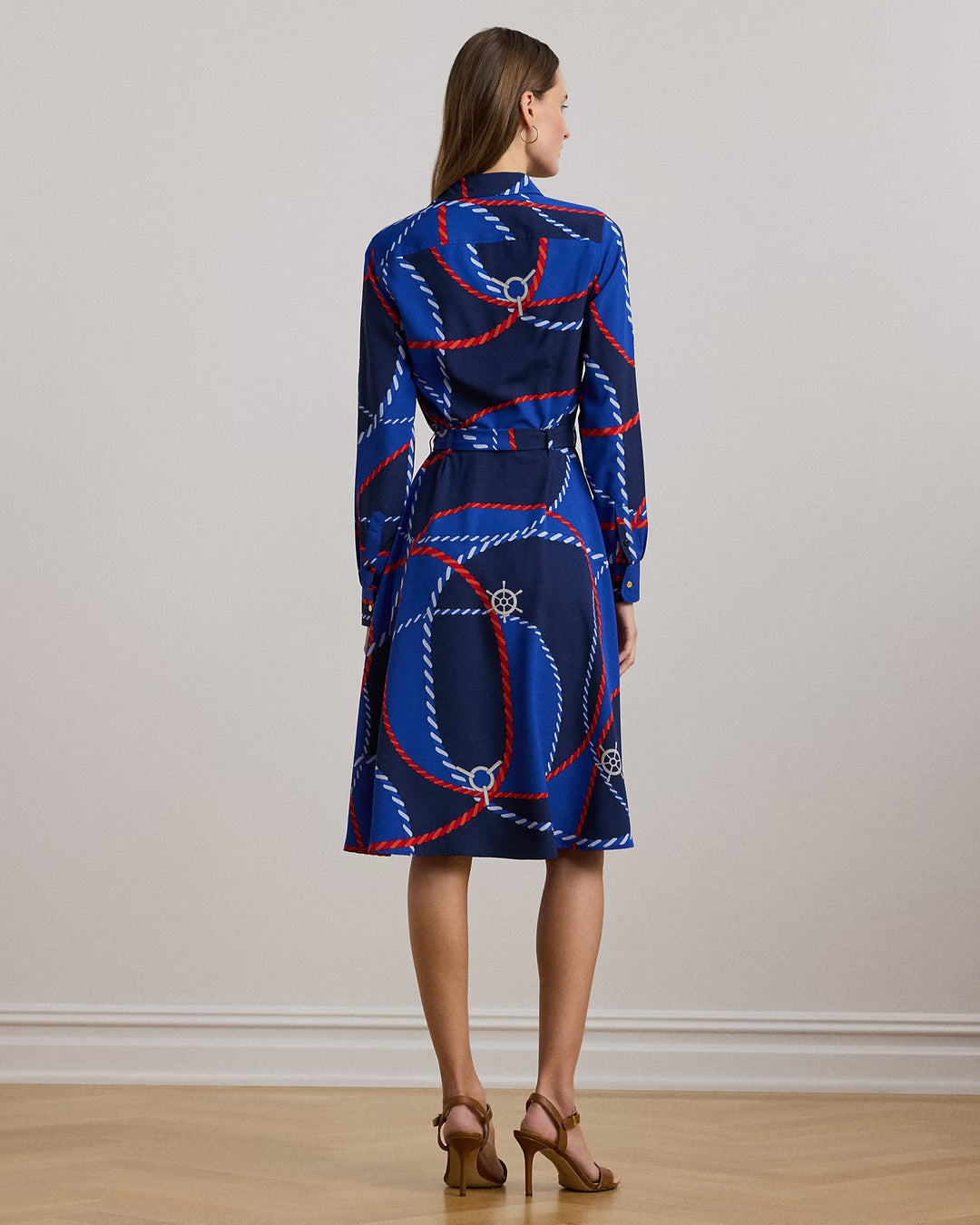 Ralph Lauren Rope-Print Crepe Shirtdress