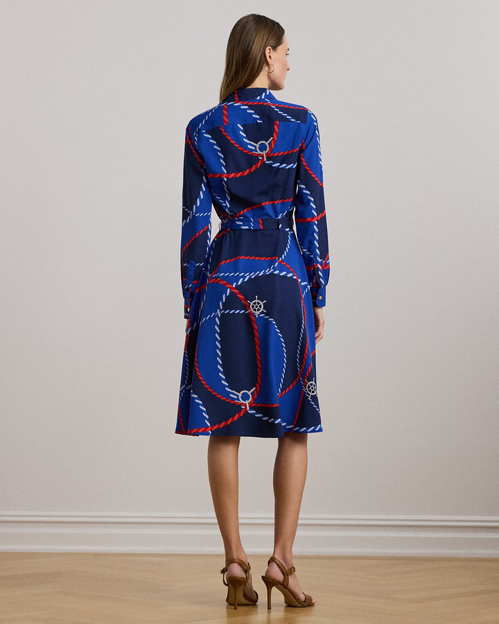 Ralph Lauren Rope-Print Crepe Shirtdress