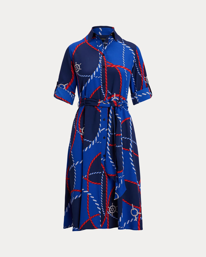 Ralph Lauren Rope-Print Crepe Shirtdress