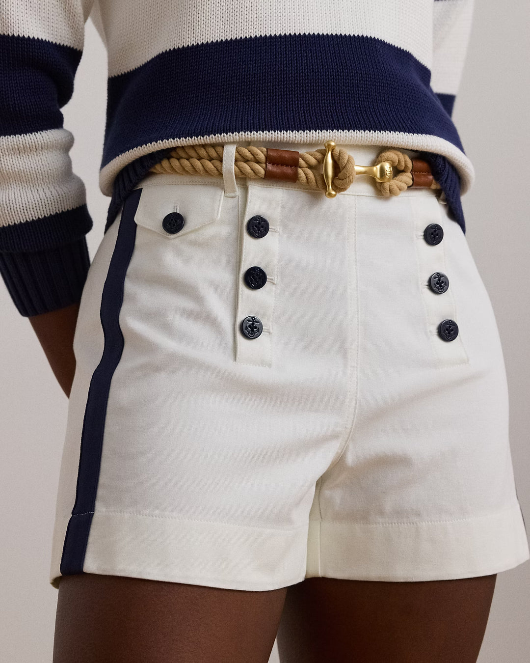 Ralph Lauren Side-Stripe Cotton Canvas Sailor Short