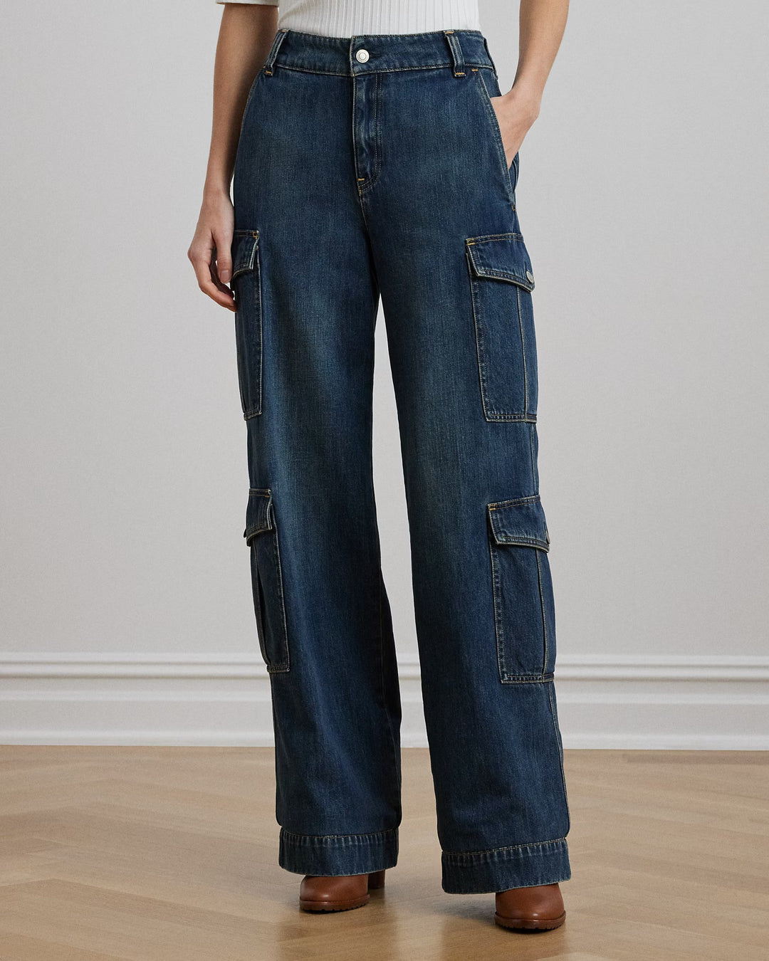 Ralph Lauren High-Rise Wide-Leg Cargo Jean