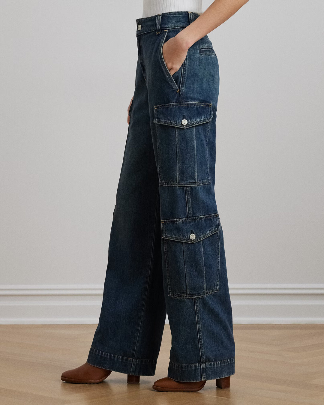 Ralph Lauren High-Rise Wide-Leg Cargo Jean