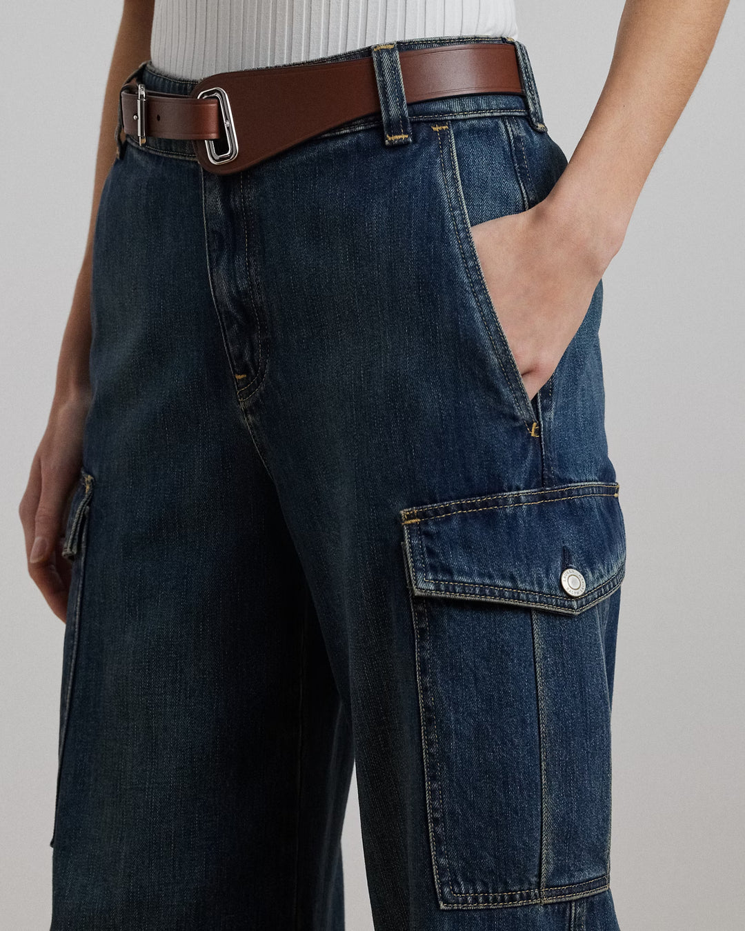 Ralph Lauren High-Rise Wide-Leg Cargo Jean