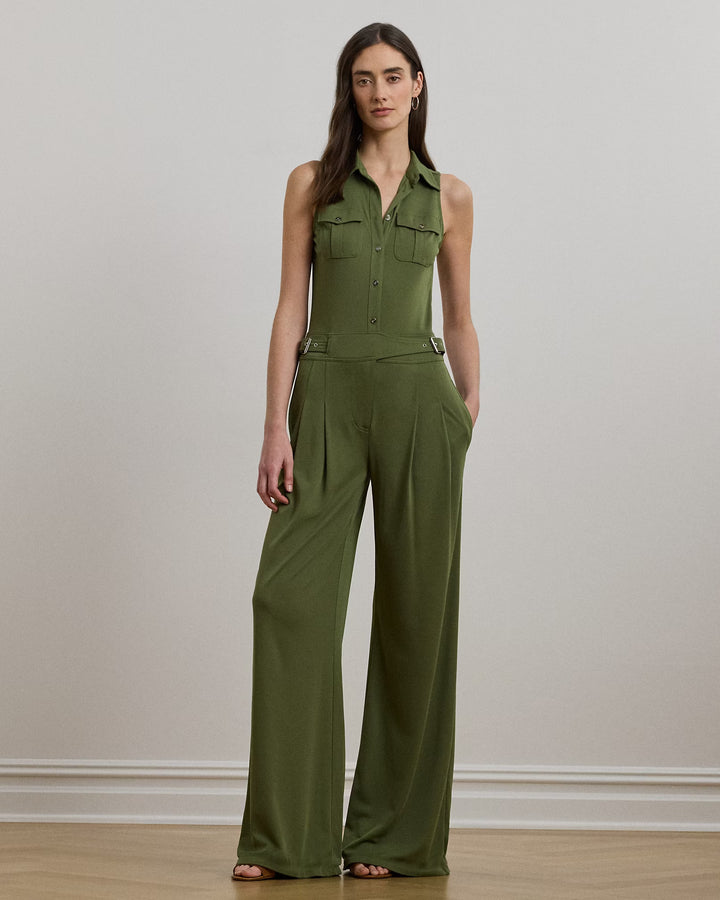 Ralph Lauren Jersey Wide-Leg Sleeveless Jumpsuit