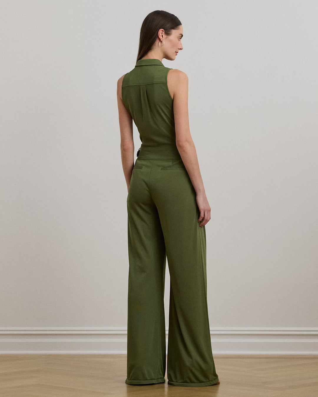 Ralph Lauren Jersey Wide-Leg Sleeveless Jumpsuit