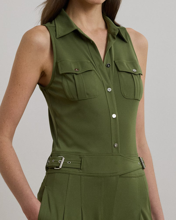 Ralph Lauren Jersey Wide-Leg Sleeveless Jumpsuit