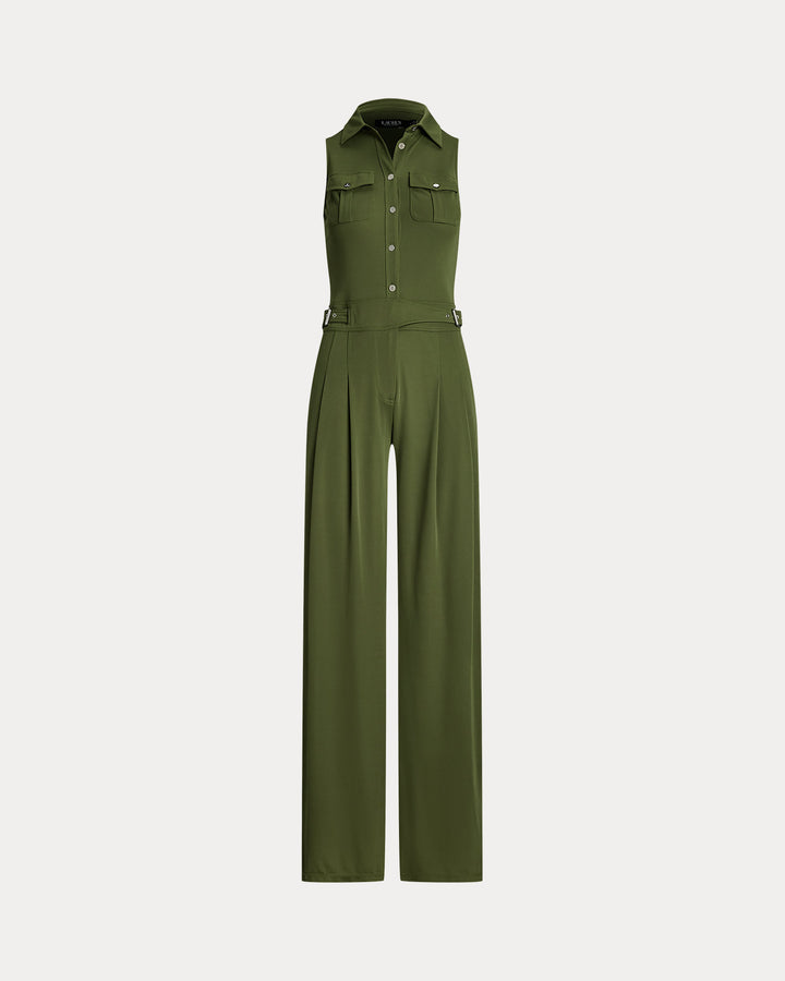 Ralph Lauren Jersey Wide-Leg Sleeveless Jumpsuit