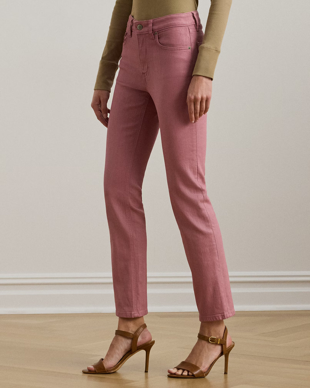 Ralph Lauren Coated High-Rise Straight Ankle Jean