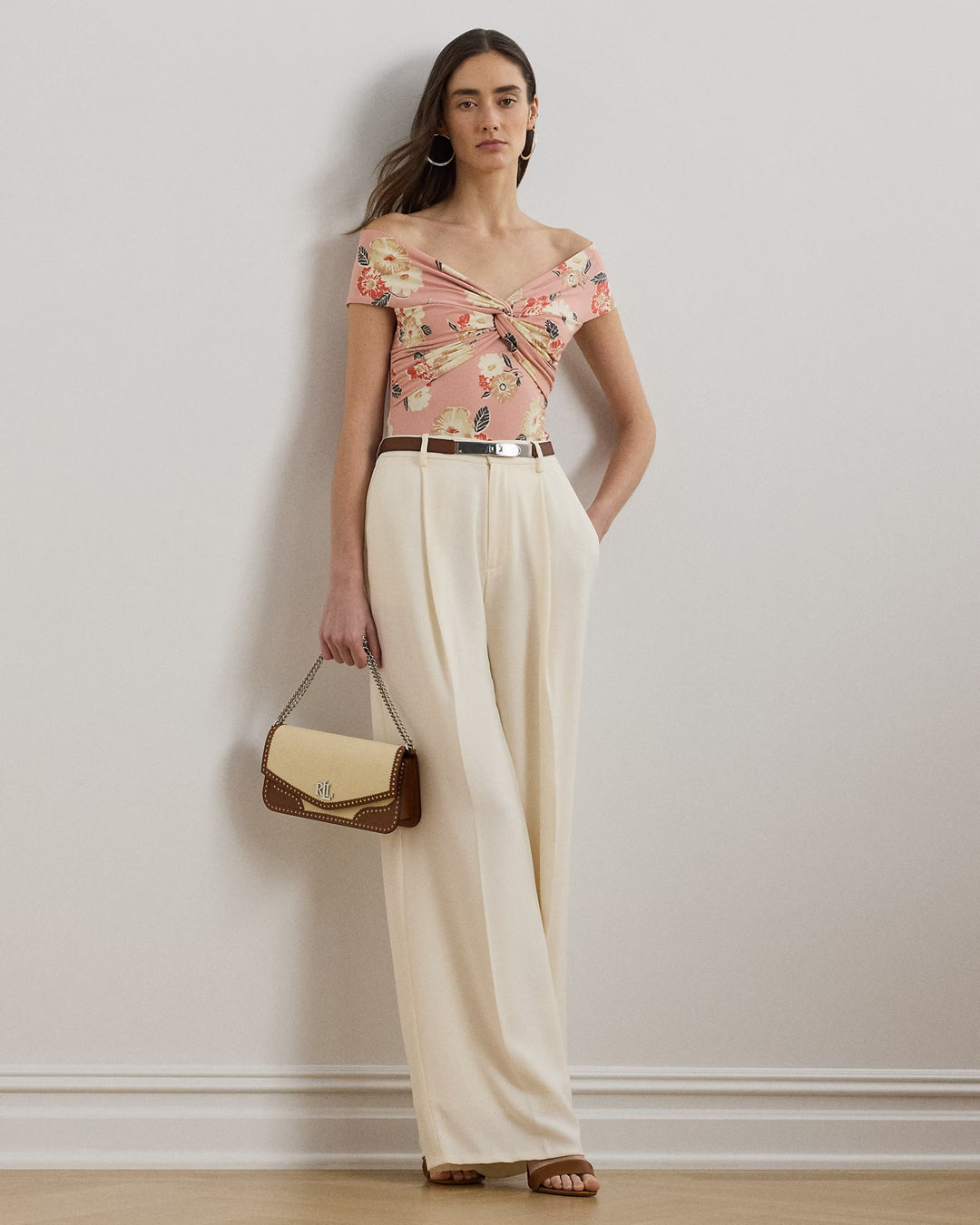 Ralph Lauren Floral Twist-Front Off-the-Shoulder Top