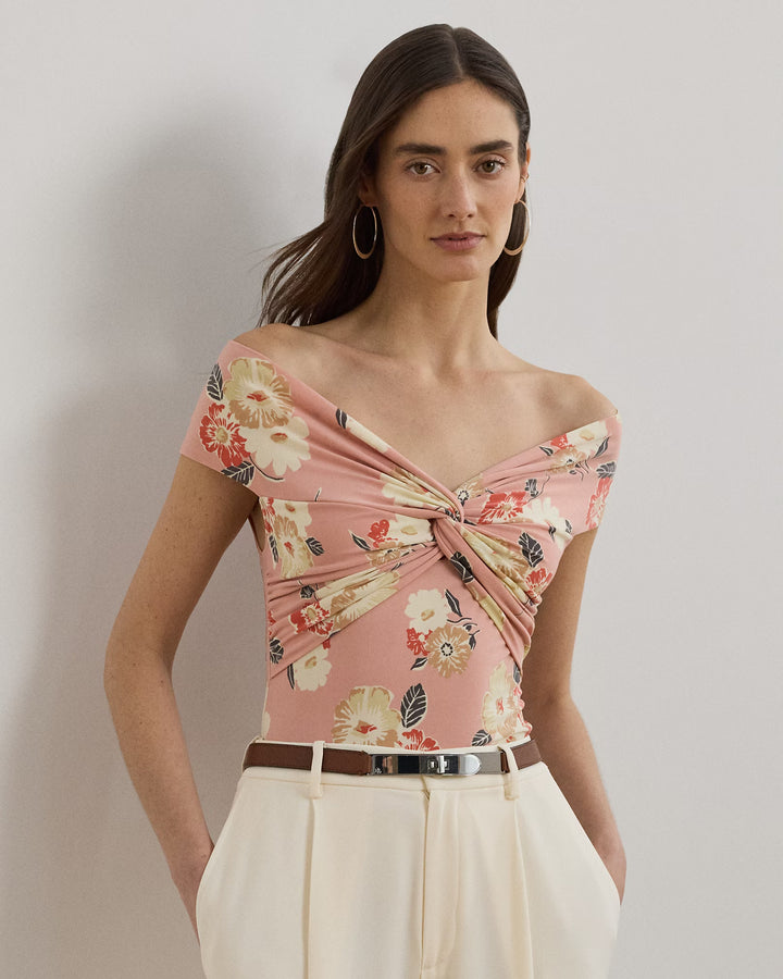 Ralph Lauren Floral Twist-Front Off-the-Shoulder Top