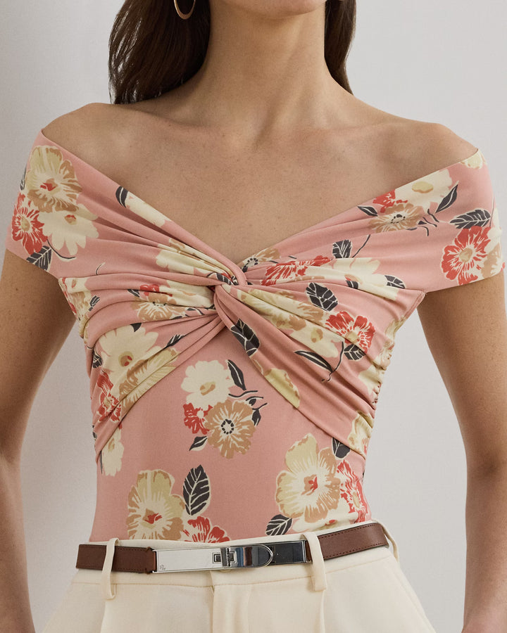 Ralph Lauren Floral Twist-Front Off-the-Shoulder Top