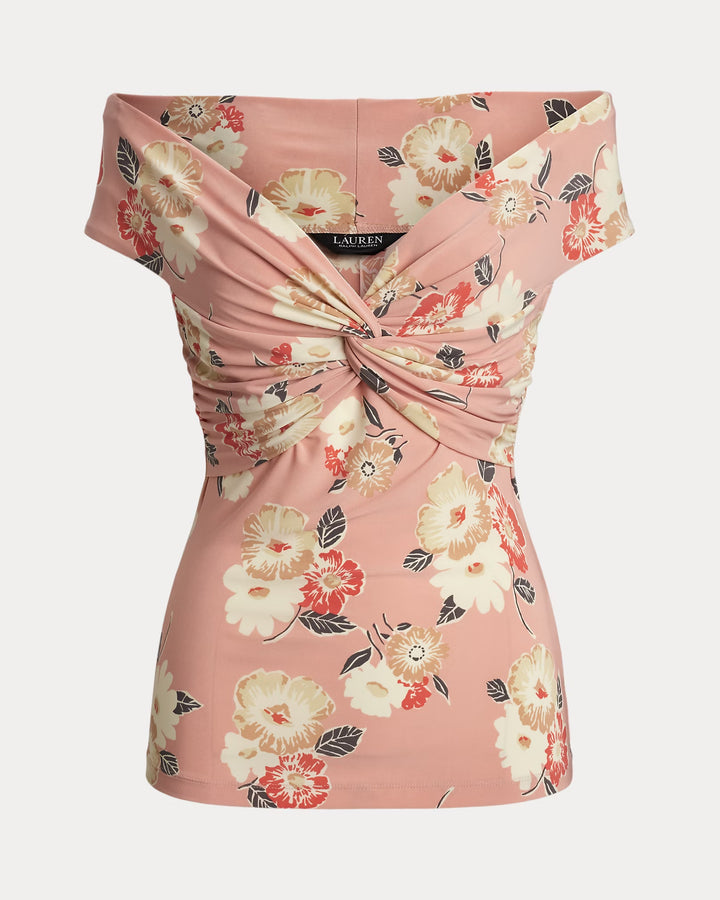 Ralph Lauren Floral Twist-Front Off-the-Shoulder Top