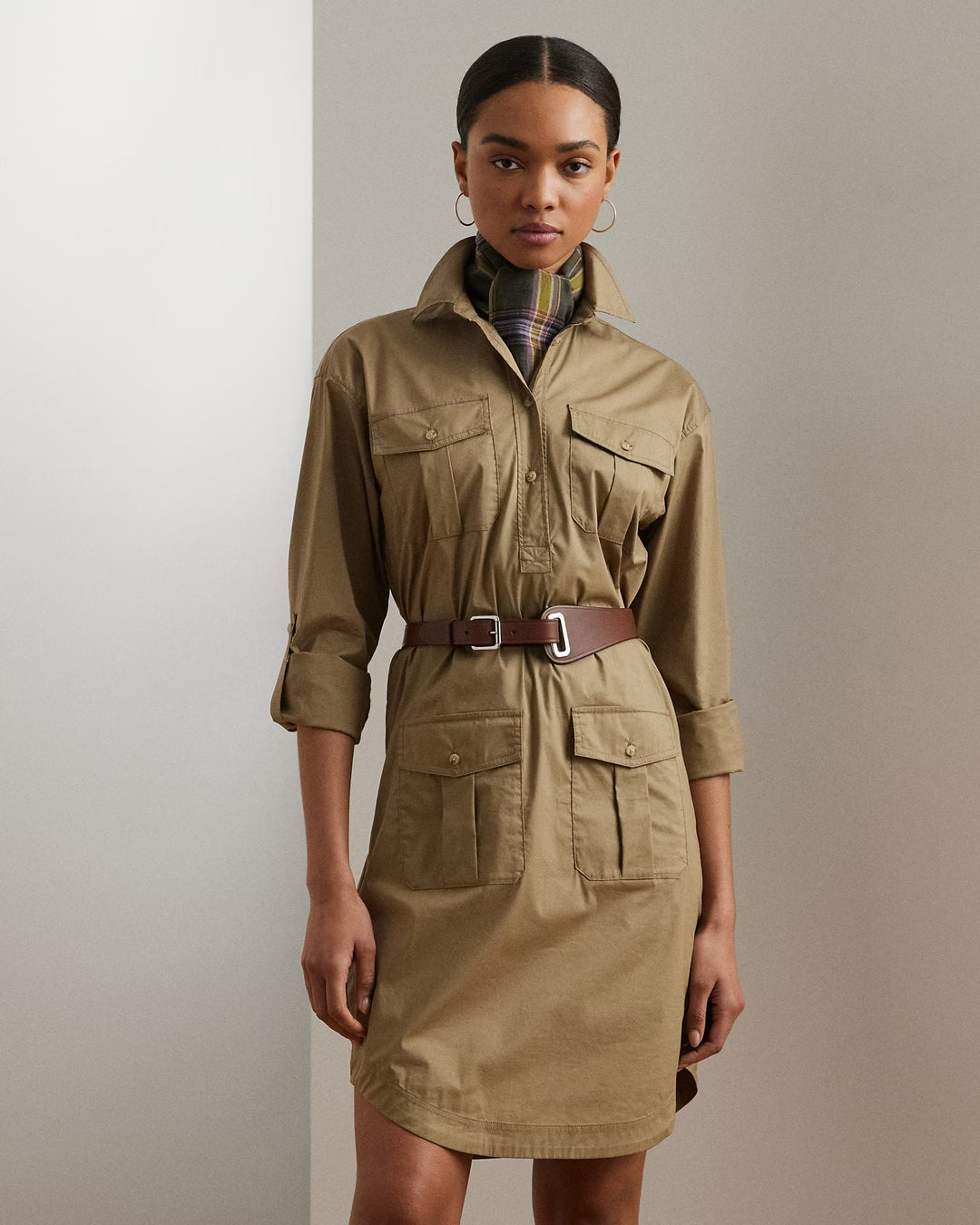 Ralph Lauren Belted Cotton-Blend Shirtdress