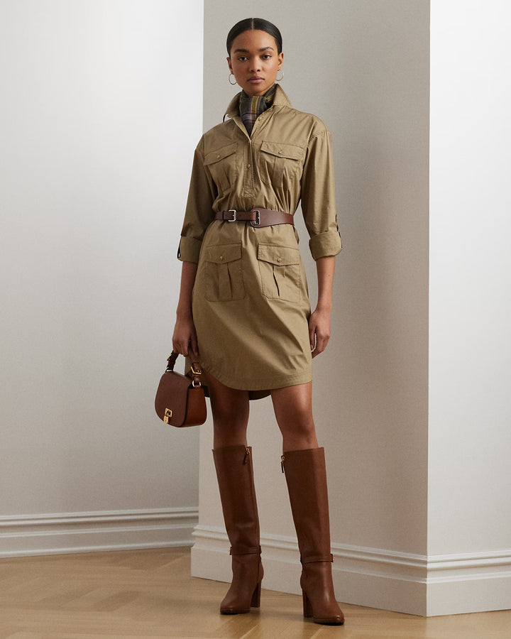 Ralph Lauren Belted Cotton-Blend Shirtdress