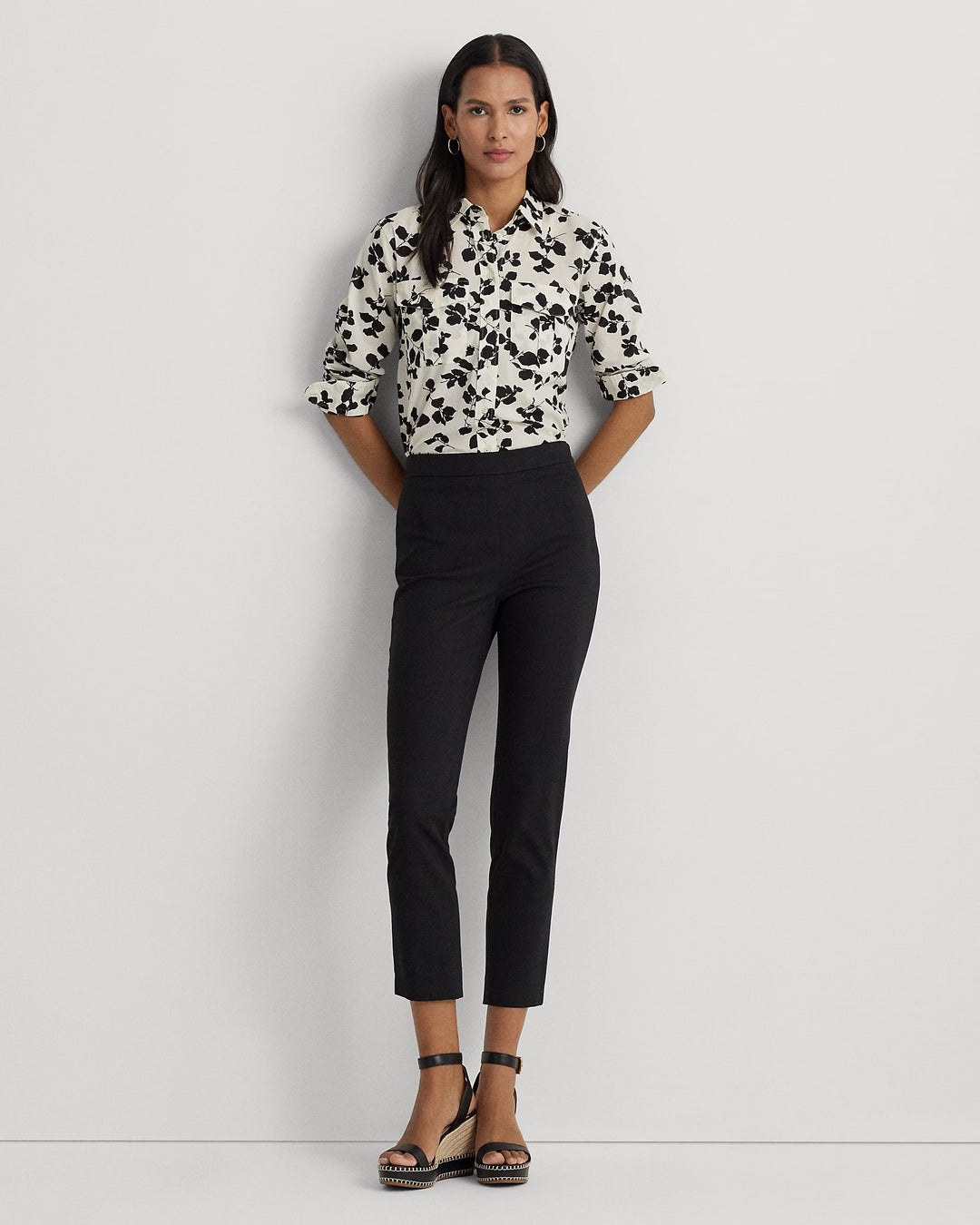 Ralph Lauren High-Rise Cotton-Blend Cropped Pant