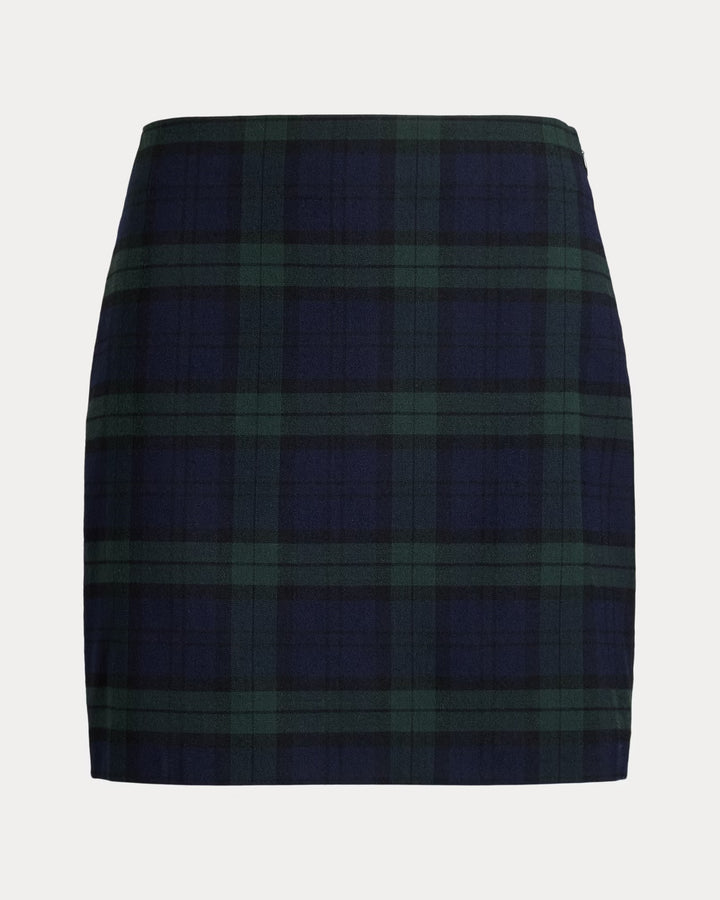 Ralph Lauren Plaid Wool-Blend Twill Pencil Miniskirt