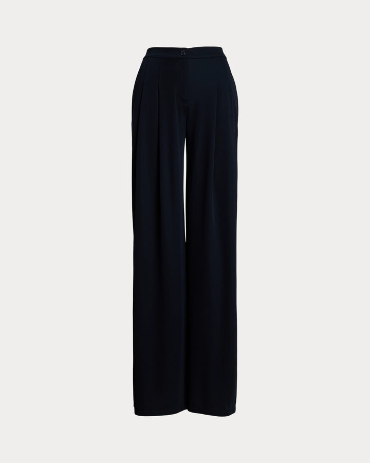 Ralph Lauren Pleated Stretch Jersey Wide-Leg Pant