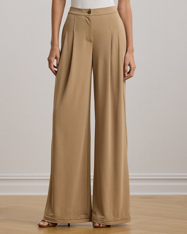 Ralph Lauren Pleated Stretch Jersey Wide-Leg Pant