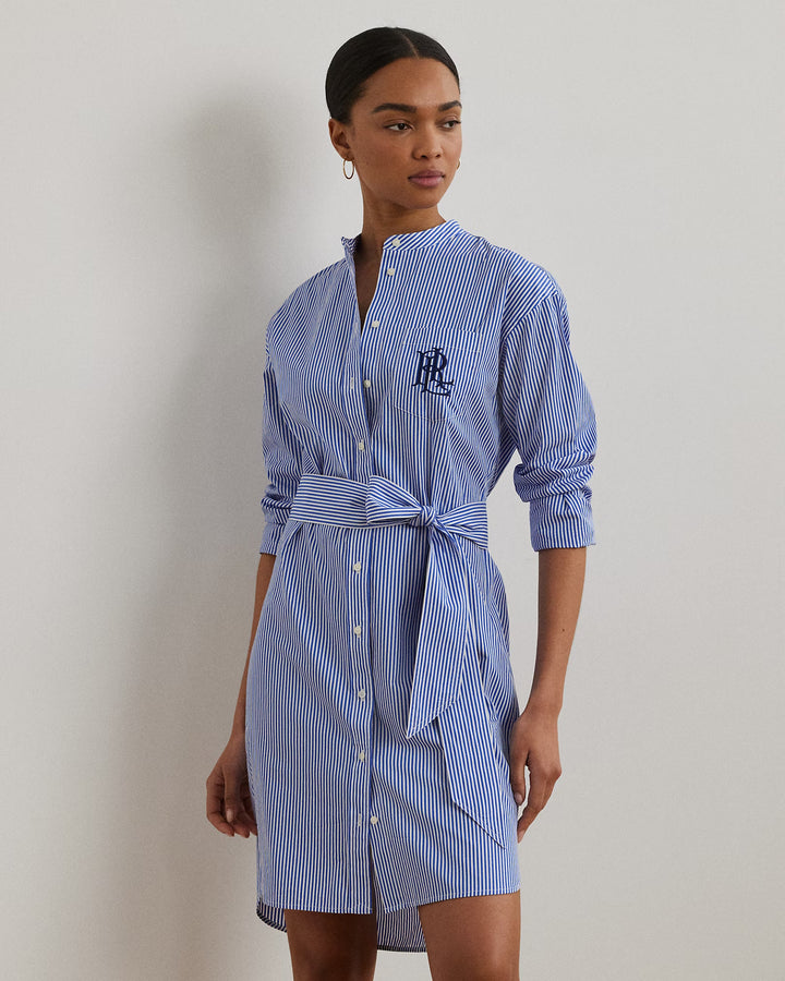 Ralph Lauren Striped Belted Broadcloth Shirtdress