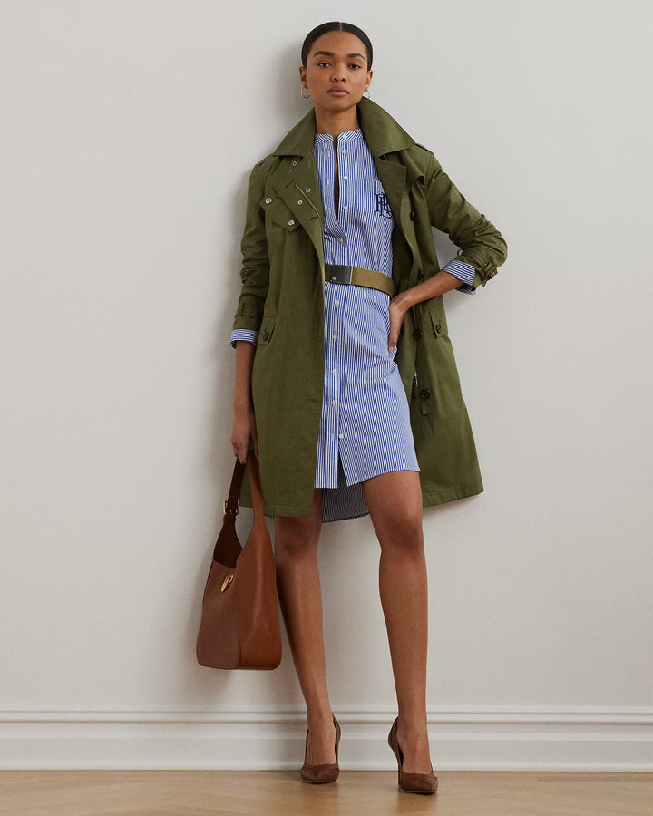 Ralph Lauren Striped Belted Broadcloth Shirtdress