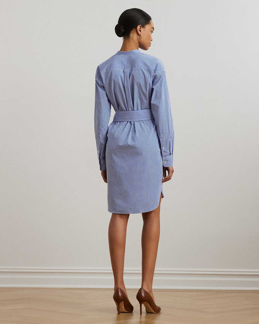 Ralph Lauren Striped Belted Broadcloth Shirtdress