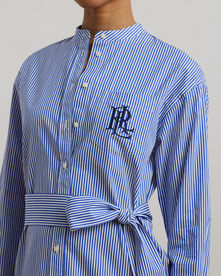 Ralph Lauren Striped Belted Broadcloth Shirtdress