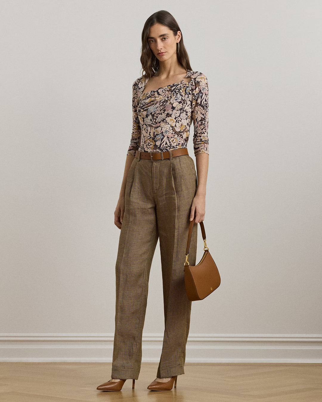 Ralph Lauren Floral Stretch Jersey Asymmetrical Top