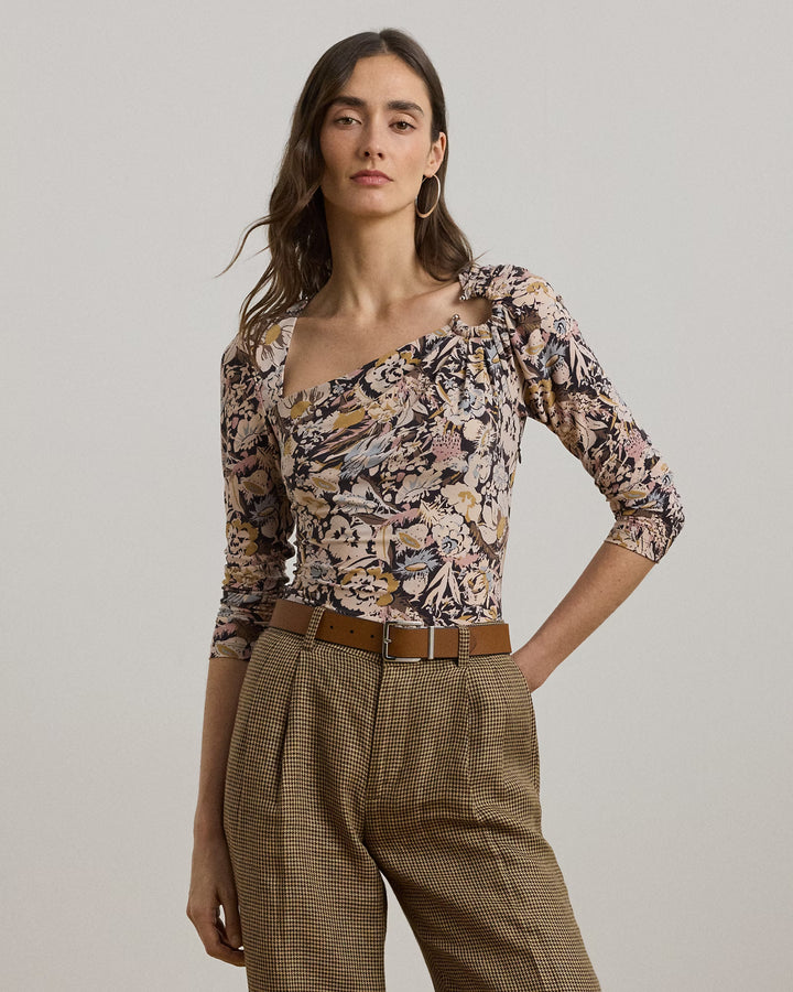 Ralph Lauren Floral Stretch Jersey Asymmetrical Top