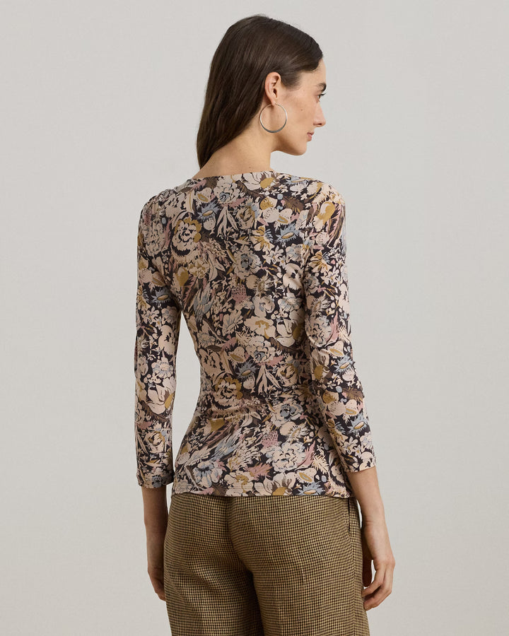 Ralph Lauren Floral Stretch Jersey Asymmetrical Top