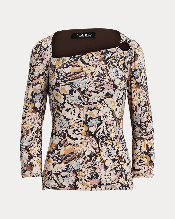 Ralph Lauren Floral Stretch Jersey Asymmetrical Top
