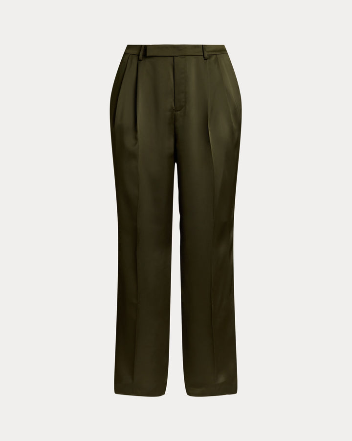 Ralph Lauren Pleated Satin Charmeuse Wide-Leg Pant