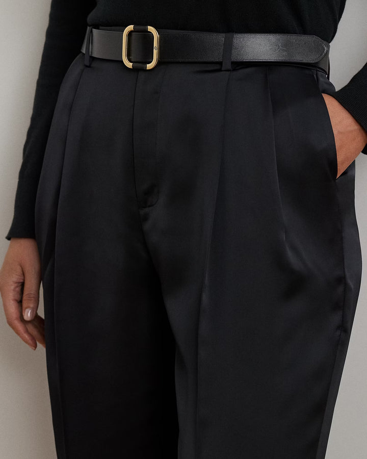 Ralph Lauren Pleated Satin Charmeuse Wide-Leg Pant