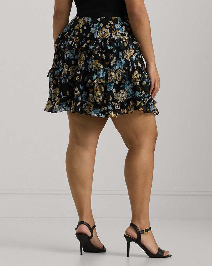 Ralph Lauren Floral Ruffle-Trim Georgette Miniskirt