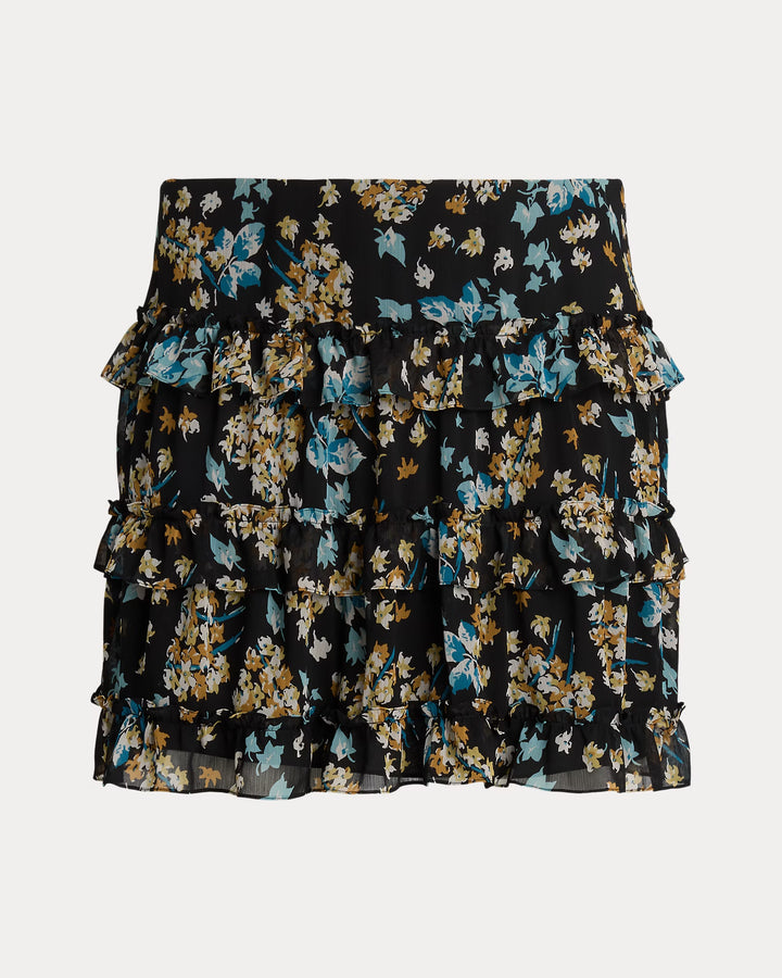 Ralph Lauren Floral Ruffle-Trim Georgette Miniskirt