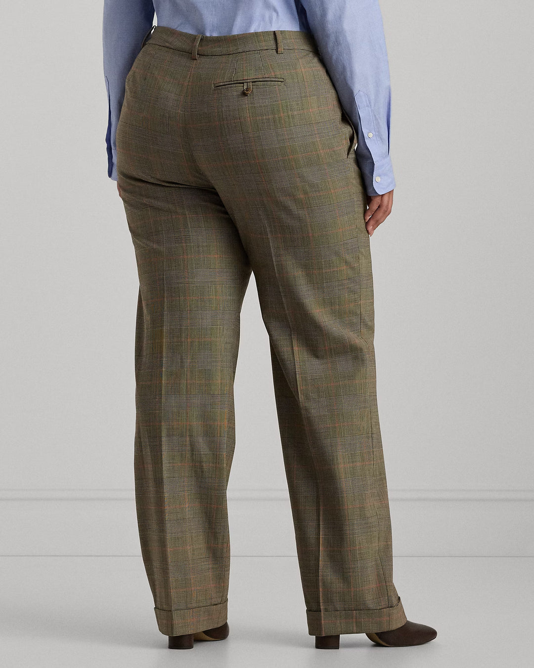 Ralph Lauren Glen Check Pleated Stretch Wool Pant