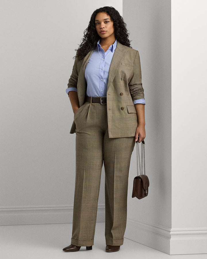 Ralph Lauren Glen Check Double-Breasted Wool Blazer