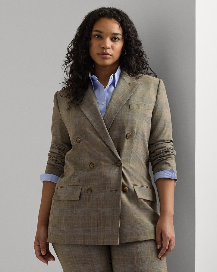 Ralph Lauren Glen Check Double-Breasted Wool Blazer
