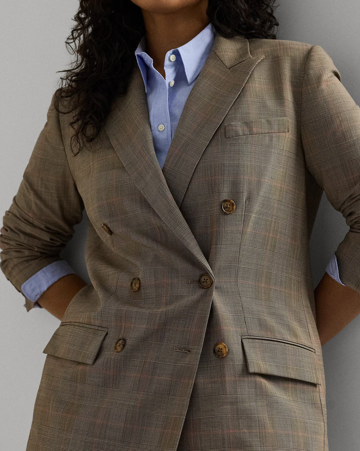 Ralph Lauren Glen Check Double-Breasted Wool Blazer