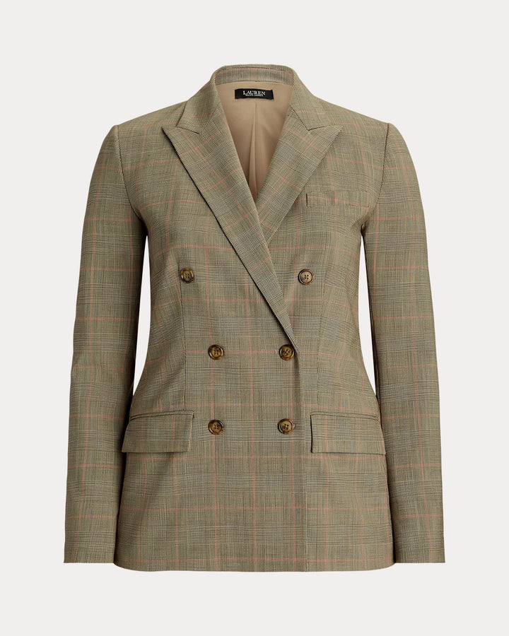 Ralph Lauren Glen Check Double-Breasted Wool Blazer