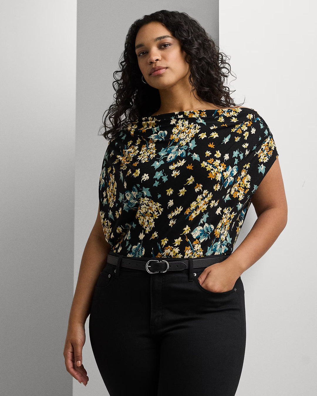 Ralph Lauren Floral Jersey Off-the-Shoulder Top