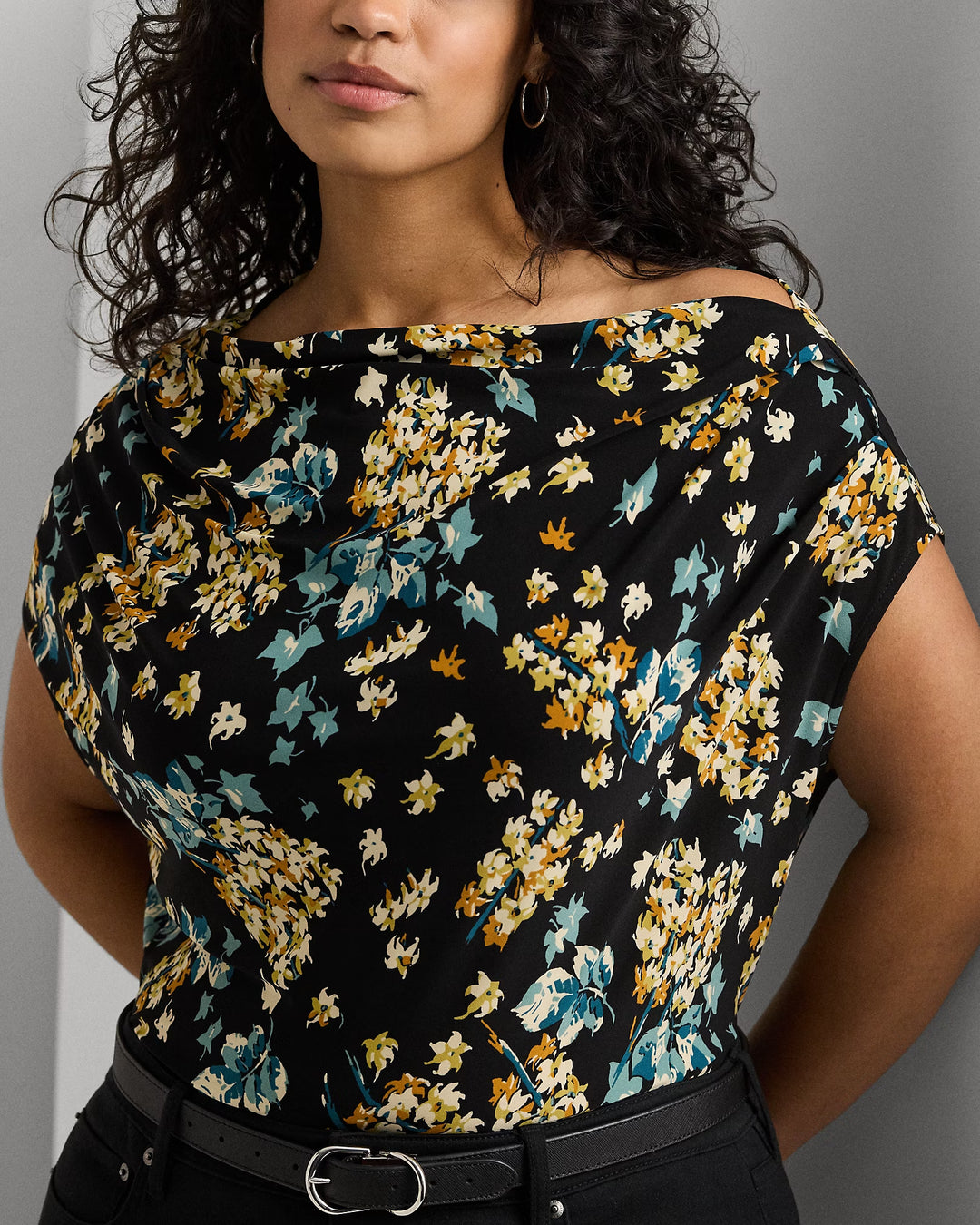 Ralph Lauren Floral Jersey Off-the-Shoulder Top