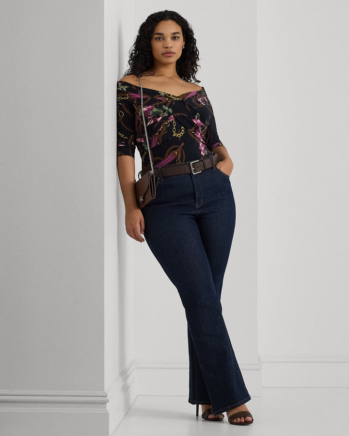 Ralph Lauren Print Jersey Off-the-Shoulder Top