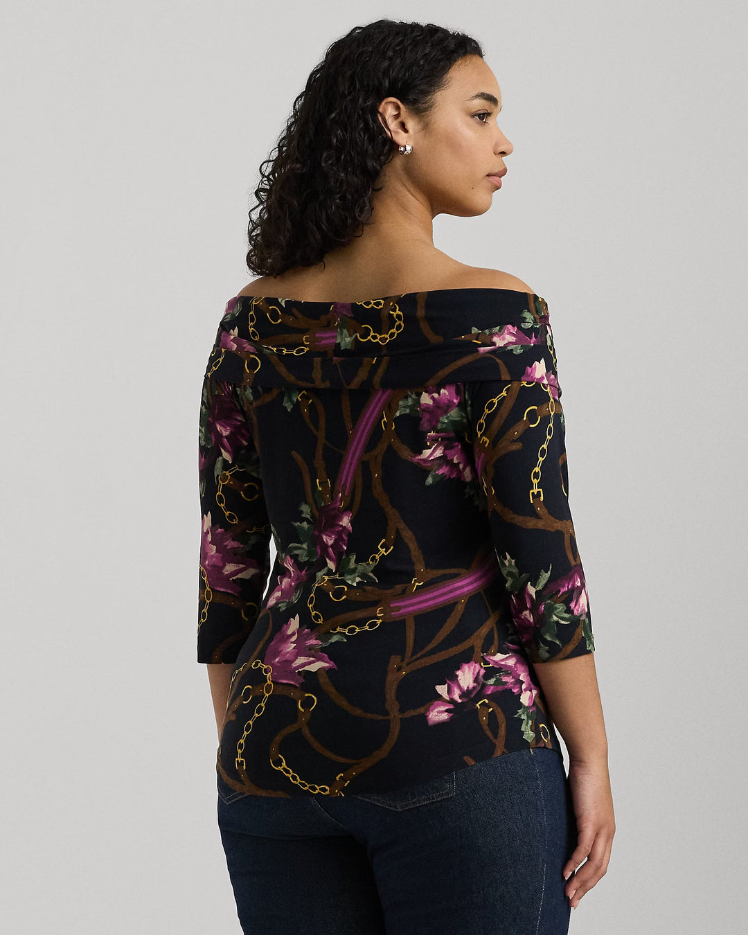 Ralph Lauren Print Jersey Off-the-Shoulder Top