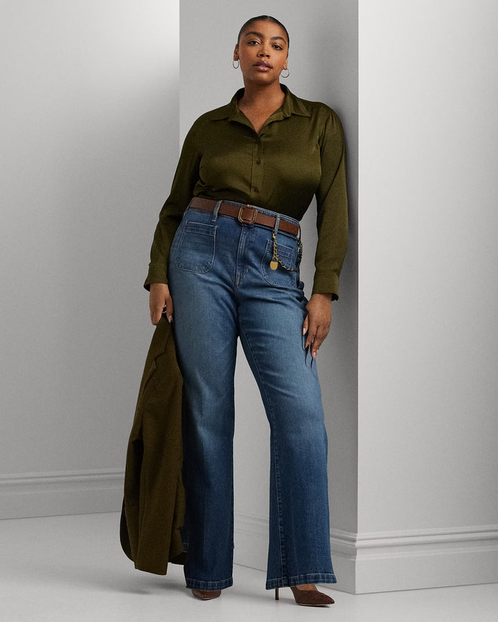 Ralph Lauren Chain-Trim High-Rise Flare Jean