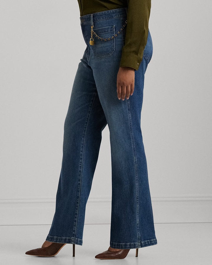 Ralph Lauren Chain-Trim High-Rise Flare Jean